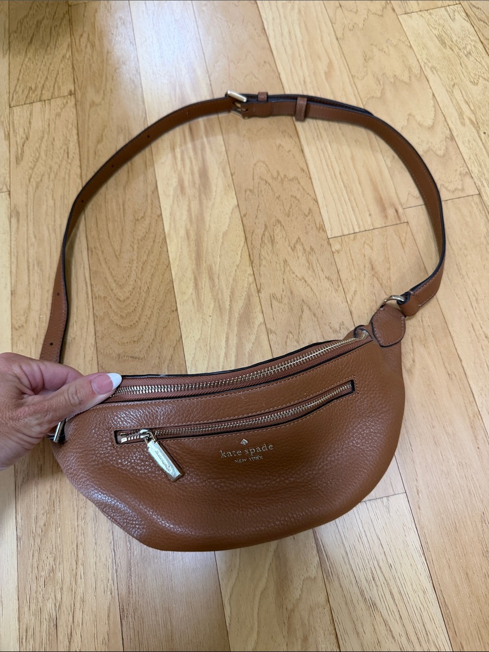 kate spade Brown Pebbled Leather Crossbody Belt Bag